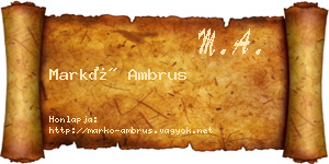 Markó Ambrus névjegykártya
